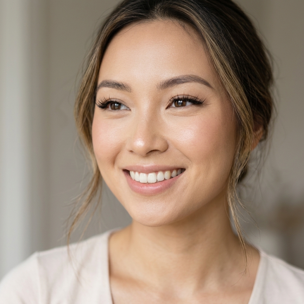 õnnelik naine ripsmetega